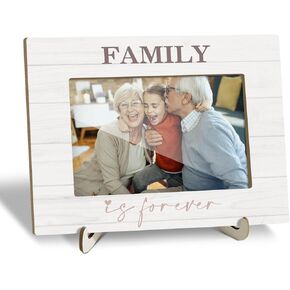 Wooden Photo Frame with Stand, Tabletop Picture Frame Desk Decor, Family Is Forever, Home Display Supplies, Gift for Her Him, Party Favor for Family Member Women Men, 4x6 Picture Frame -31