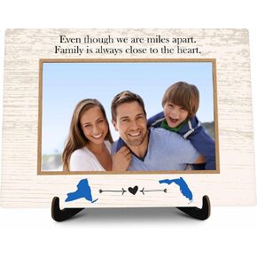Family Picture Frame Gifts, Wooden Family Photo Frame Gift for Mother Father Son Daughter Sister Brother, Even Though We Are Miles Apart Family Is Always Close to the Heart Family Photo Frame -07