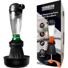 American KLAVEHN brand's Dish Brush with Soap Dispenser for Chicken Shredder Tool Twist, Meat Shredder with Removable Plate and Soap Dispensing Brush, Sponge | BPA Free | Glasses, Oven, Pots, Cleaner