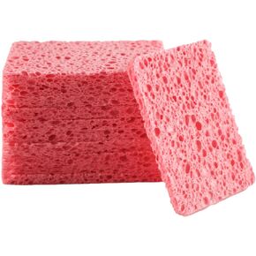 Non-Scratch Scrub Sponges, for Washing Dishes Cleaning Kitchen Makeup Remover and Car, 60 - Count Rectangle Shape Scrub Cellulose Sponges, Pink