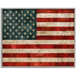 Stupell Industries US American Flag Wood Textured Design, Designed by Luke Wilson Art, 10x15, Wall Plaque