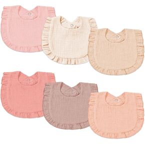 duludulu Baby Muslin Bibs, Bandana Drool Baby Bibs for Girls, Adjustable 100% Cotton Soft Baby Bibs for Drooling and Teething Organic Solid Colors Lap-Shoulder Bibs