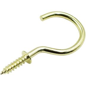 50Pcs 1-1/2" Brass-Plated Ceiling Screw Cup Hooks