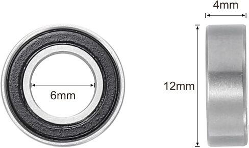 10pcs Deep Groove Ball Bearings - [6mm x 12mm x 4mm] Chrome Steel Balls for Motors Machine Tool Gearboxes Bearing Use, Double Sealed ABEC1 in Saudi Arabia