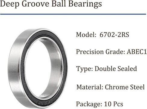 10pcs Deep Groove Ball Bearings - [6mm x 12mm x 4mm] Chrome Steel Balls for Motors Machine Tool Gearboxes Bearing Use, Double Sealed ABEC1 in Saudi Arabia