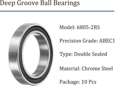 10pcs Deep Groove Ball Bearings - [6mm x 12mm x 4mm] Chrome Steel Balls for Motors Machine Tool Gearboxes Bearing Use, Double Sealed ABEC1 in Saudi Arabia
