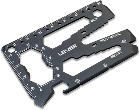 Lever Gear Toolcard Pro - أداة متعددة لبطاقات الائتمان 40 في 1. بطاقة أداة محفظة بطاقات البقاء رفيعة وبسيطة. أداة جيب للبطاقات متعددة الأدوات معتمدة من إدارة أمن المواصلات الأمريكية. (فضة) in Kuwait