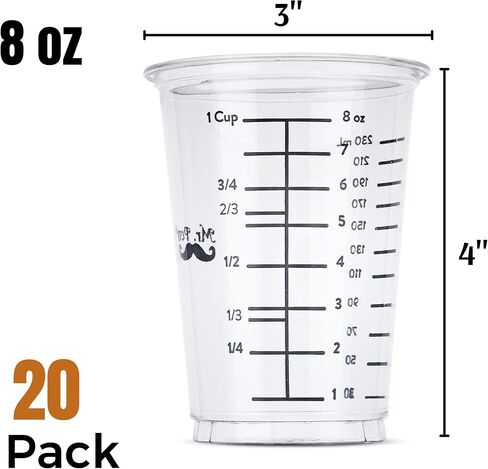 Mr. Pen- Disposable Measuring Cups for Resin, 8 oz, 20 Pack, Resin Mixing Cups, Plastic Measuring Cups for Resin, Epoxy Measuring Cups Disposable, Mixing Cups for Epoxy Resin, Resin Measuring Cups. in Saudi Arabia