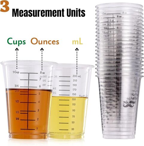 Mr. Pen- Disposable Measuring Cups for Resin, 8 oz, 20 Pack, Resin Mixing Cups, Plastic Measuring Cups for Resin, Epoxy Measuring Cups Disposable, Mixing Cups for Epoxy Resin, Resin Measuring Cups. in Saudi Arabia