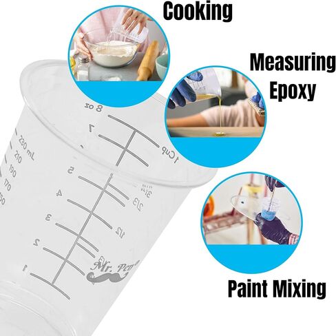 Mr. Pen- Disposable Measuring Cups for Resin, 8 oz, 20 Pack, Resin Mixing Cups, Plastic Measuring Cups for Resin, Epoxy Measuring Cups Disposable, Mixing Cups for Epoxy Resin, Resin Measuring Cups. in Saudi Arabia