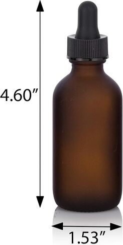 JUVITUS 2 oz Frosted Amber Glass Boston Round Bottle with Graduated Measurement Dropper (12 Pack) + Funnel in Saudi Arabia