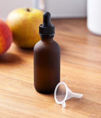 JUVITUS 2 oz Frosted Amber Glass Boston Round Bottle with Graduated Measurement Dropper (12 Pack) + Funnel in Saudi Arabia