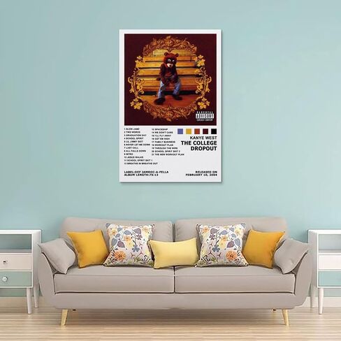 Kanye Poster West The College Dropout Music Cover Canvas Art Painting Decor Wall Posters Bedroom Gym Decorative Gift 12x18inch(30x45cm) in Saudi Arabia