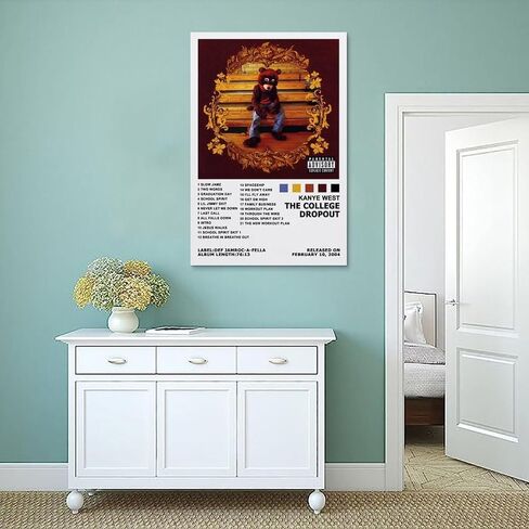 Kanye Poster West The College Dropout Music Cover Canvas Art Painting Decor Wall Posters Bedroom Gym Decorative Gift 12x18inch(30x45cm) in Saudi Arabia
