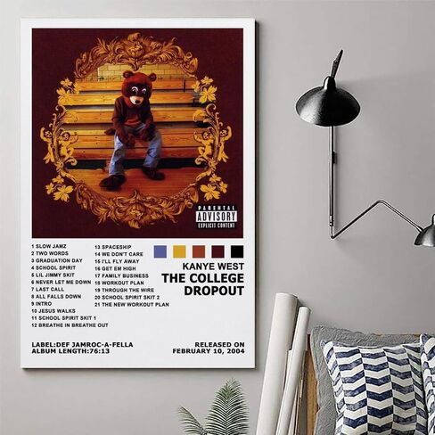 Kanye Poster West The College Dropout Music Cover Canvas Art Painting Decor Wall Posters Bedroom Gym Decorative Gift 12x18inch(30x45cm) in Saudi Arabia