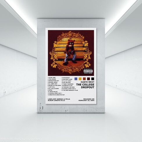 Kanye Poster West The College Dropout Music Cover Canvas Art Painting Decor Wall Posters Bedroom Gym Decorative Gift 12x18inch(30x45cm) in Saudi Arabia