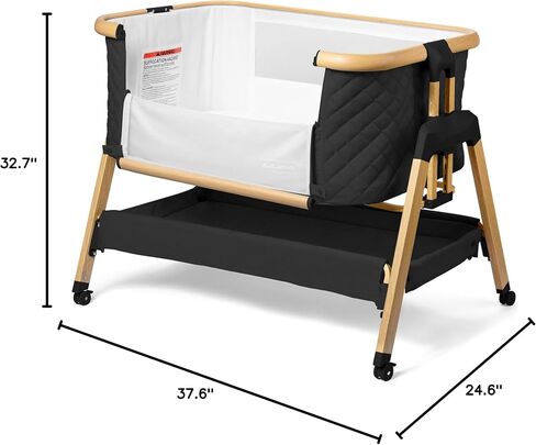 3 in 1 Baby Bassinet with Wheels, Portable Bedside Sleeper for Baby with 7 Adjustable Heights and Foam Mattress, Baby Bedside Crib for Newborns and Infants with Storage Basket, Carry Bag Included in Kuwait
