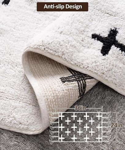 SUMGAR 2x3 Entryway Rugs Washable Small Rug Black White Boho Bath Mat Modern Cute Rugs for Bedroom Living Room Bathroom Patio Rug Carpet Cotton in Saudi Arabia