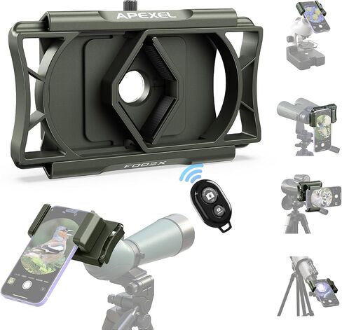 Upgraded Telescope Phone Adapter, Rotatable 360° Binocular Photo Adapter for Android & iPhone,Smartphone Holder Mount for Telescope,Monocular,Binocular,Spotting Scope,Microscope with Bluetooth Shutter in Saudi Arabia