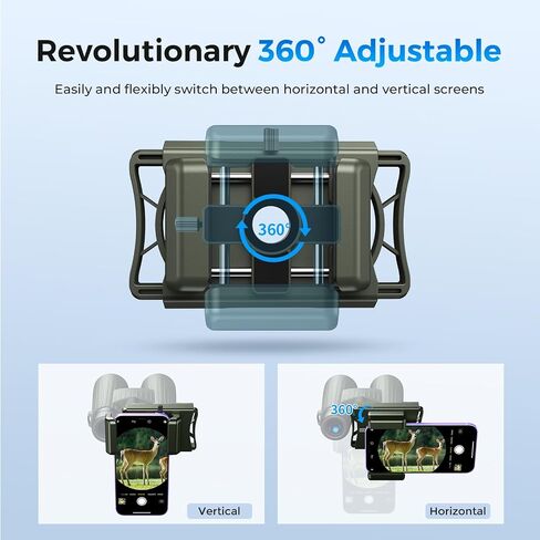 Upgraded Telescope Phone Adapter, Rotatable 360° Binocular Photo Adapter for Android & iPhone,Smartphone Holder Mount for Telescope,Monocular,Binocular,Spotting Scope,Microscope with Bluetooth Shutter in Saudi Arabia