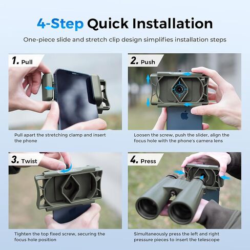 Upgraded Telescope Phone Adapter, Rotatable 360° Binocular Photo Adapter for Android & iPhone,Smartphone Holder Mount for Telescope,Monocular,Binocular,Spotting Scope,Microscope with Bluetooth Shutter in Saudi Arabia
