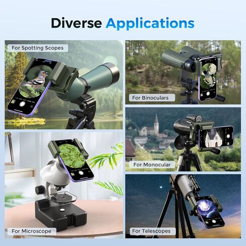 Upgraded Telescope Phone Adapter, Rotatable 360° Binocular Photo Adapter for Android & iPhone,Smartphone Holder Mount for Telescope,Monocular,Binocular,Spotting Scope,Microscope with Bluetooth Shutter in Saudi Arabia