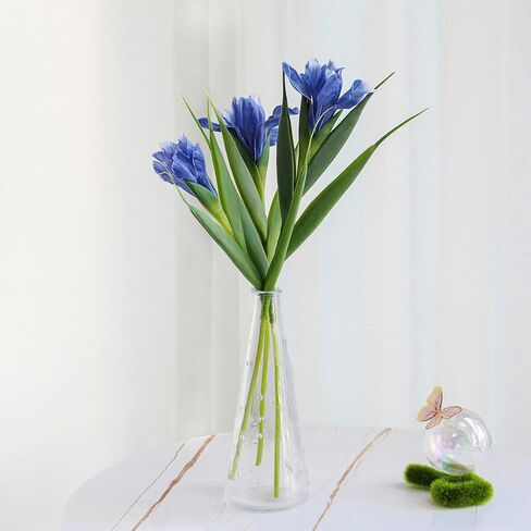 6 Pcs Iris Flower, Artificial Flowers for Decoration, Fake Latex Bouquet for Home Kitchen Garden Wedding Bridal Party Office Centerpieces Décor (6, Blue) in Saudi Arabia