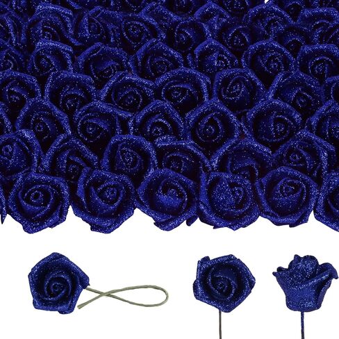 Foam Gold Roses 50 Pack 1.77" Gold Glitter Roses Artificial Flowers Bulk Gold Flowers Mini Rose Head Flowers with Stem Small Fake Roses for DIY Crafts Decorations Wedding Home Decor (Gold) in Saudi Arabia