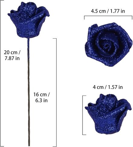 Foam Gold Roses 50 Pack 1.77" Gold Glitter Roses Artificial Flowers Bulk Gold Flowers Mini Rose Head Flowers with Stem Small Fake Roses for DIY Crafts Decorations Wedding Home Decor (Gold) in Saudi Arabia