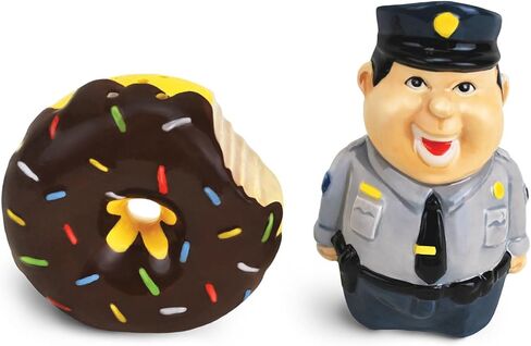 BigMouth Inc Bad Cop No Donut Salt and Pepper Shaker Set, Blue in Saudi Arabia