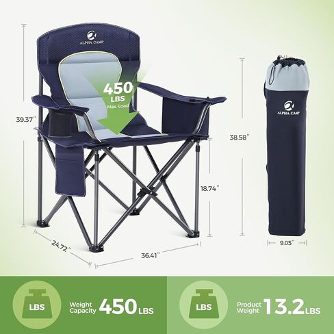LET'S CAMP Folding Camping Chair Oversized Heavy Duty Padded Outdoor Chair in Saudi Arabia