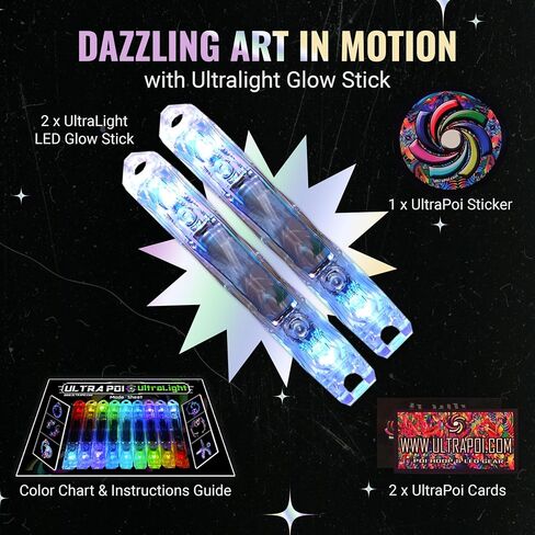 UltraPoi Ultralight LED Glow Stick (Individual) - Rainbow LED for Poi | Raves and Concerts in Saudi Arabia