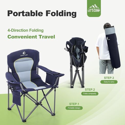 LET'S CAMP Folding Camping Chair Oversized Heavy Duty Padded Outdoor Chair in Saudi Arabia