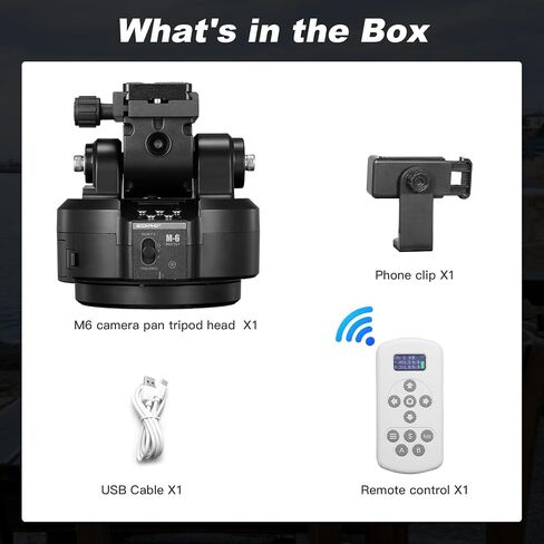 Soonpho M4 Motorized Rotating Panoramic Tripod Head, Remote Control 360° Pan Tilt Head with Mobile Phone Clip for DSLR Cameras, Camcorders, Smartphones, Tripod in Saudi Arabia