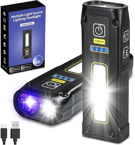 DARKBEAM UV Flashlight 365+395 Blacklight, LED EDC Flashlights high Lumen USB C Rechargeable Woods Lamp, Mini Magnetic COB Red Light - Emergency Power - Urine, Scorpion Detector, Cure Resin in Kuwait