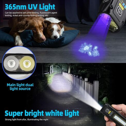 DARKBEAM UV Flashlight 365+395 Blacklight, LED EDC Flashlights high Lumen USB C Rechargeable Woods Lamp, Mini Magnetic COB Red Light - Emergency Power - Urine, Scorpion Detector, Cure Resin in Kuwait