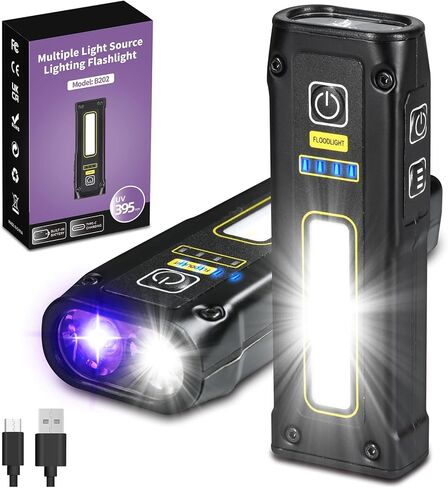 DARKBEAM UV Flashlight 365+395 Blacklight, LED EDC Flashlights high Lumen USB C Rechargeable Woods Lamp, Mini Magnetic COB Red Light - Emergency Power - Urine, Scorpion Detector, Cure Resin in Kuwait