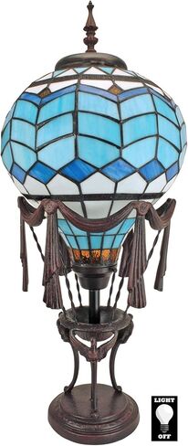 Design Toscano Le Flesselles Hot Air Balloon Illuminated Stained Glass Statue Table Lamp, full color 27 Inch in Saudi Arabia
