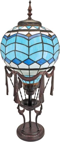 Design Toscano Le Flesselles Hot Air Balloon Illuminated Stained Glass Statue Table Lamp, full color 27 Inch in Saudi Arabia