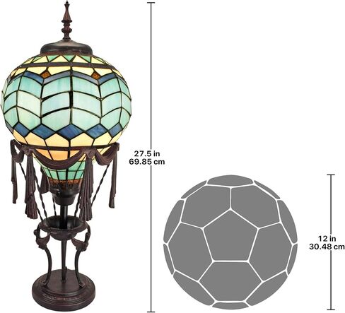 Design Toscano Le Flesselles Hot Air Balloon Illuminated Stained Glass Statue Table Lamp, full color 27 Inch in Saudi Arabia