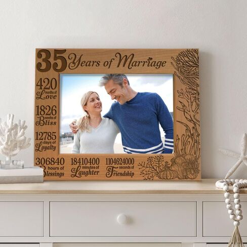 KATE POSH 35 Years of Marriage Picture Frame, Traditional Coral Anniversary for Husband and Wife, Couples (5x7-Horizontal) in Saudi Arabia