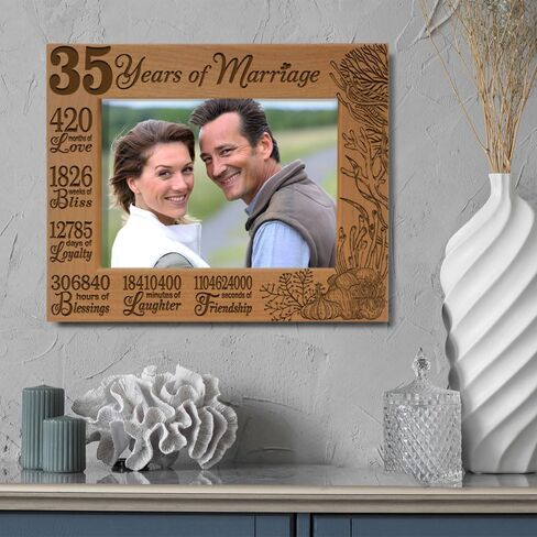 KATE POSH 35 Years of Marriage Picture Frame, Traditional Coral Anniversary for Husband and Wife, Couples (5x7-Horizontal) in Saudi Arabia