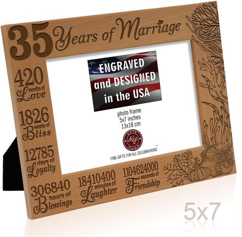 KATE POSH 35 Years of Marriage Picture Frame, Traditional Coral Anniversary for Husband and Wife, Couples (5x7-Horizontal) in Saudi Arabia