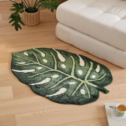 40"x26.5" Monstera Leaf Area Rug Tufted Washable Bath Mat Home Décor for Bedroom Bathroom Office Floor Plant Room in Saudi Arabia