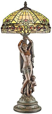 Design Toscano Le Flesselles Hot Air Balloon Illuminated Stained Glass Statue Table Lamp, full color 27 Inch in Saudi Arabia