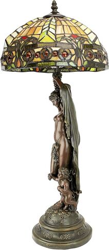 Design Toscano Le Flesselles Hot Air Balloon Illuminated Stained Glass Statue Table Lamp, full color 27 Inch in Saudi Arabia