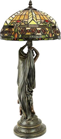 Design Toscano Le Flesselles Hot Air Balloon Illuminated Stained Glass Statue Table Lamp, full color 27 Inch in Saudi Arabia