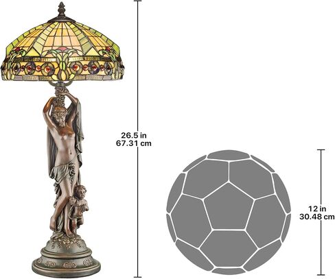 Design Toscano Le Flesselles Hot Air Balloon Illuminated Stained Glass Statue Table Lamp, full color 27 Inch in Saudi Arabia