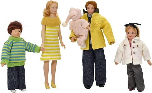 iLAND Dollhouse People بمقياس 1/12، دمية عائلة بيت الدمى بما في ذلك الأم والأب والبنات والرضع (العائلة الحديثة 5 قطع) in Kuwait