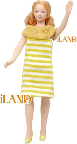iLAND Dollhouse People بمقياس 1/12، دمية عائلة بيت الدمى بما في ذلك الأم والأب والبنات والرضع (العائلة الحديثة 5 قطع) in Kuwait
